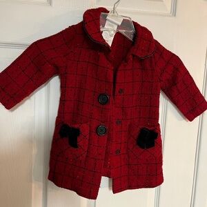 Iris and Ivy 18 month girls red holiday winter coat adorable black accents